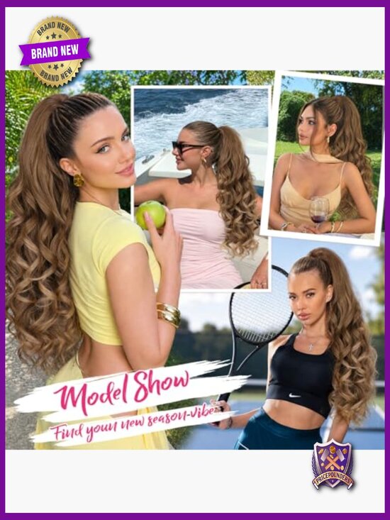 24 Inch Claw Clip Ponytail Extension Long Curly Wavy Hairpiece for Women main image 5